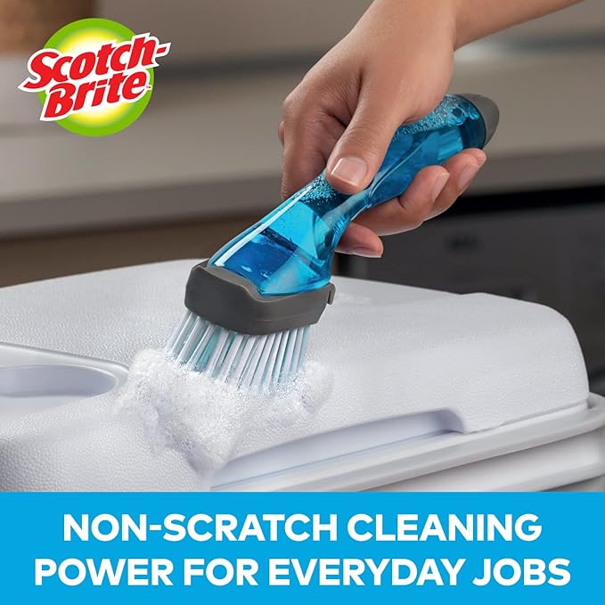 Scotch-Brite Kitchen Brush Kit - Glass and Water Bottle Brush & Advanced Soap Control Dishwand Brush - Scrub Brushes for Cleaning Kitchen and Washing Dishes