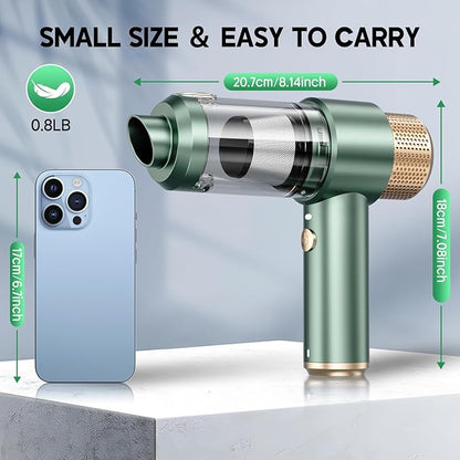 JONYJ Handheld Car Vacuum Cleaner, 16000PA Hand Held Vacuum Portable Cordless, 2 in 1 Air Duster and Vacuum Cleaner with LED Light, Multi-Nozzles, 120W High Power Mini Vacuum for Home, Pet, Office