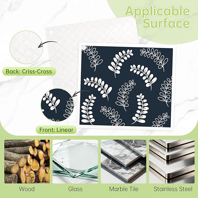 Swedish Dishcloths for Kitchen, 5 Pack Leaf Reusable Paper Towels with 3 Hooks, Washable Dish Cloth Set, Absorbent Cleaning Cloths for Home Washing Dishes Housewarming Gifts for Friend