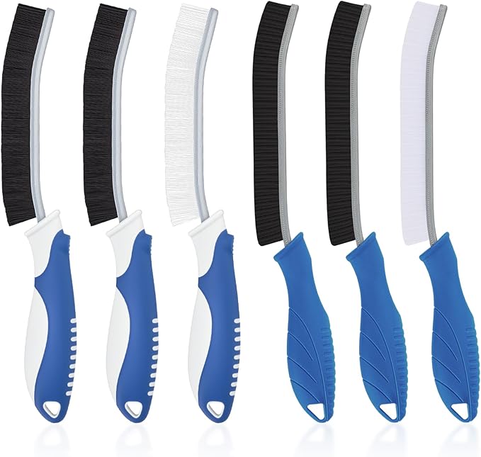 TQRR Cleaning Brush-Hard Crevice Cleaning Brushes, Multifunctional Window Groove Brushes, Grout Brush, Cleaning Tool for Bathroom, Kitchen, Toilet, Tile, Sink, Home (6, Blue)