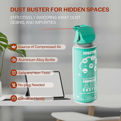 iDuster Keyboard Cleaner Air Spray - Canned Air for PS5, Computer, PC, Keyboard, Electronics, 3PCS(10oz)