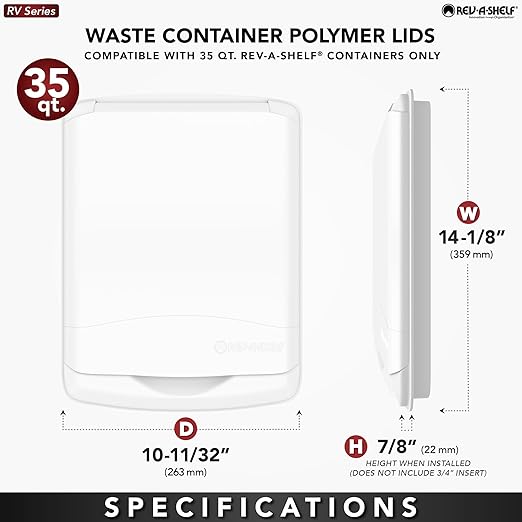 Rev-A-Shelf 35 Qt Under Sink Garbage Can Lid, Kitchen and Bathroom Cabinet, Replacement Plastic Trash Bin Lid Only, Gray, RV-35-LID-13-1-40, 2 Pack