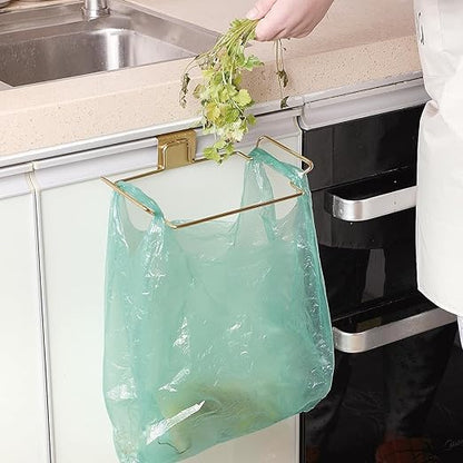 2 Pcs Large Stainless Steel Trash Bag Holder for Kitchen Cabinets Doors and Cupboards, Under Sink, Garbage, Kitchen Waste Can, Trash Cans, Gold