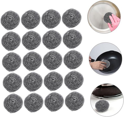 SOLUSTRE 20pcs Scrubber for Pot and Pan Cleaning Metal Cleaning Balls for Kitchen Supplies Wash Balls for Removal of Stubborn Dirt