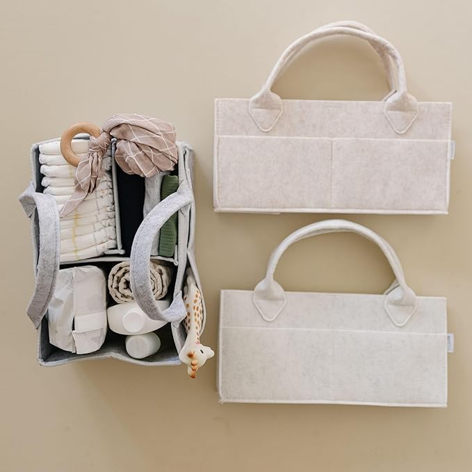 PUTSKA Baby Diaper Caddy Organizer - Nursery Storage Basket for Diaper Station, Baby Basket Shower List and Registry Gift Must-Haves, Newborn Essentials, Nursery Decor for Boy or Girl - Mocha, Regular