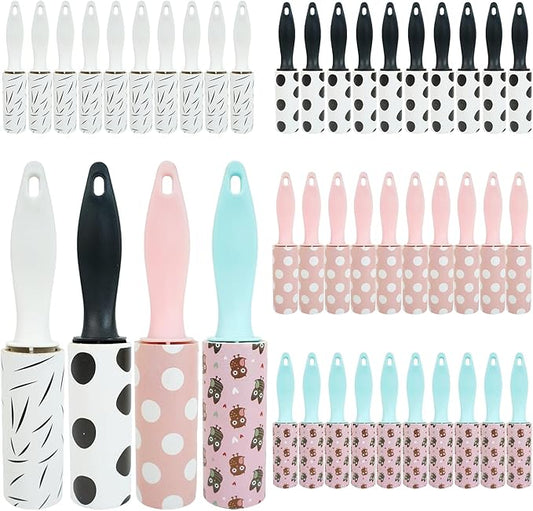 40 Pcs Mini Lint Roller, Lint Roller for Travel Size Sticky Removing Tool House Essentials for Pet Hair Removal Travel Clothes Gifts Bags Furniture Car Seat