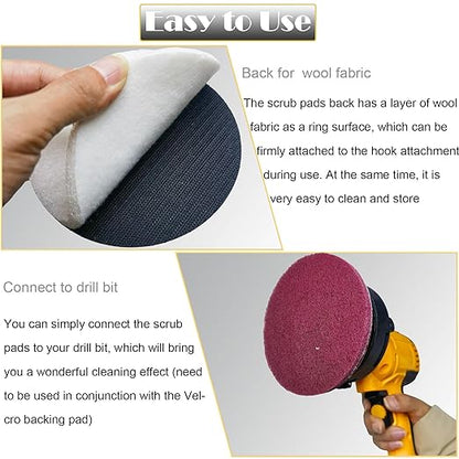Tonmp 15 PCS 5 Inch Hoop and Loop Multipurpose Scrubber Scouring Pads - Flocking Scuff Pads, 400 800 2000 Grits Conditioning Discs Polishing Pads for Furniture Automotive Cleaning, Rust Removal
