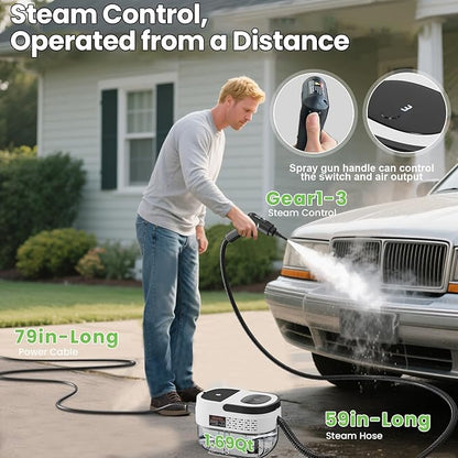 Handheld Steam Cleaner for Home, 2500W High Pressure Steam Cleaner for Car Detailing, 3 Steam Levels, 1600Ml Tank, High Heat Steamer for Bed Bugs, Couch, Furniture, Kitchen, Bathroom, Floors