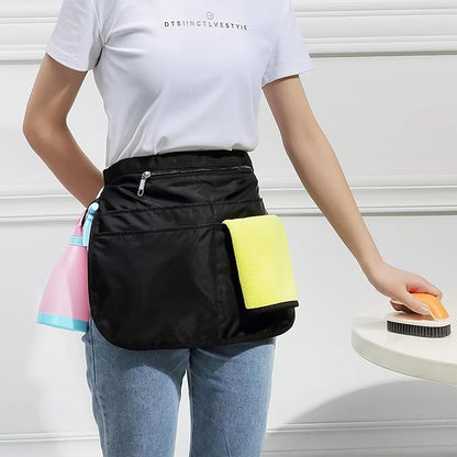 Bafelia Small Size Cleaning Caddy Apron for Women with 5 Pockets, Professional Waterproof Cleaning Supplies for Housekeepers