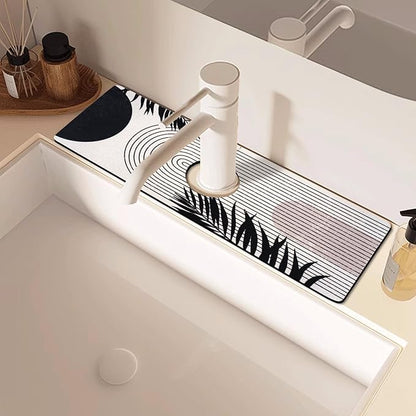 Sink Faucet Absorbing Mat, 2 Pack Drying Mat Around Faucet Sink Splash Guard Behind Faucet Sinkmat For Kitchen Bathroom Island Rv 15 * 5.5 Inch (38 * 14 cm)