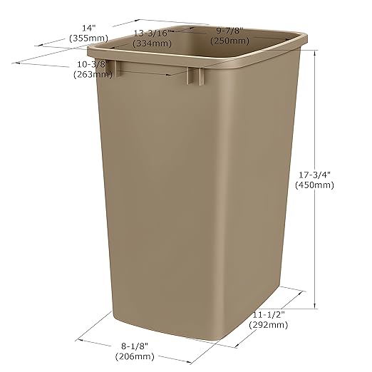 Rok Hardware Soft Closing Undermount Kitchen Cabinet Heavy Duty Pull Out Organizer Trash and Recycling Center with CHAMPAGNE Finish Dual 36 Quart Capacity Waste Recycle Bin Garbage Can ROKRECYCLE3CHAM