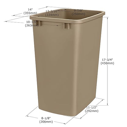 Rok Hardware Soft Closing Undermount Kitchen Cabinet Heavy Duty Pull Out Organizer Trash and Recycling Center with CHAMPAGNE Finish Dual 36 Quart Capacity Waste Recycle Bin Garbage Can ROKRECYCLE3CHAM