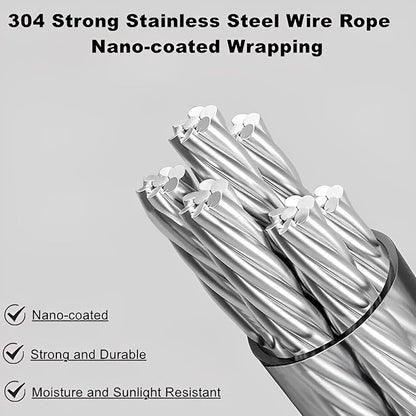 13.8ft(4.2M) Retractable Clothesline, Non-sag Clothesline, Indoor & Outdoor Heavy Duty Retractable Clothesline, Wall Mounted Stainless Steel Washing Line (Gray)