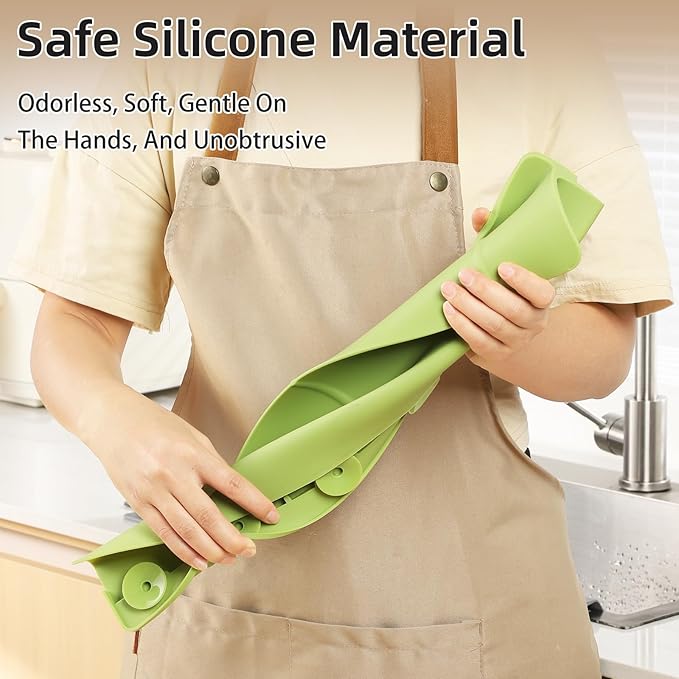 18" Upgraded Silicone Sink Splash Guard Released in 2026,Self-Draining Water Splash Guard for Kitchen Sink,Bathroom and Kitchen Island,with 3.5" High Splash Guard & 6 Strong Suction Cup (Green)