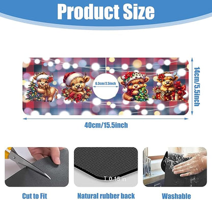 Chrismas Sink Splash Guard Faucet Mat Cute Christmas Absorbent Fast Drying Mat Sink Gadgets Splash Guard Behind Faucet Drip Catcher for Kitchen Bathroom 15.5"X5.5"