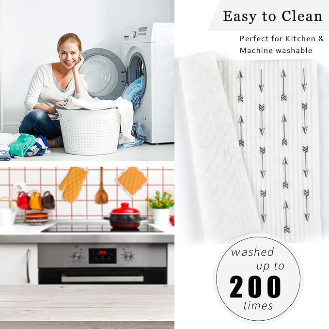 Boao 12 Pack Swedish Kitchen Dishcloths Absorbent Cellulose Sponge Cloth Reusable Cleaning Cloths No Odor Dish Towels for Kitchen, 6 Styles