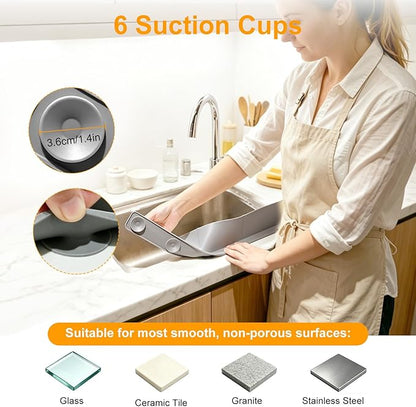 EEEKit 21 Inch Silicone Sink Splash Guard, Kitchen Sink Protector with Suction Cup, Water Splash Guard for Bathroom Sinks, Washbasin, Bathtub, Island