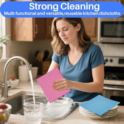 RAINFLOW Swedish Dishcloths 10 Pack - Reusable Paper Towels, Dish Cloths for Washing Dishes, Swedish Dishcloths for Kitchen,Cleaning Cloths, Sponge Cloth Super Absorbent Quick Dry Kitchen Towels