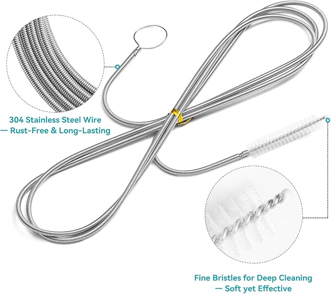 2 Pack 120 Inch Flexible Drain Brush, Sunroof Drain Cleaning Tool for Ice Maker, Refrigerator & AC Drain Line