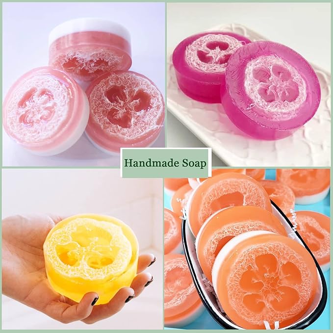 Natural Loofah Sponge for Soap Making, 20 Pack Organic Loofahs Slices Cuts Set, Loofa Exfoliating Body Scrubber, Shower Sponge Luffas for Women and Men