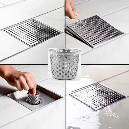 Shower Drain Strainer for Oatey Designline Shower Drain, Linear and Square with Shower Drain Key for Drain Grate Removal, Stainless Steel