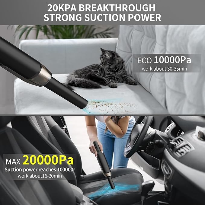Cordless Handheld Vacuum Cleaner High Suction Rechargeable Mini Vacuum for Car Home Office Perfect for Pet Hair Dust and Crumbs Compact Portable Design with 1 Filter
