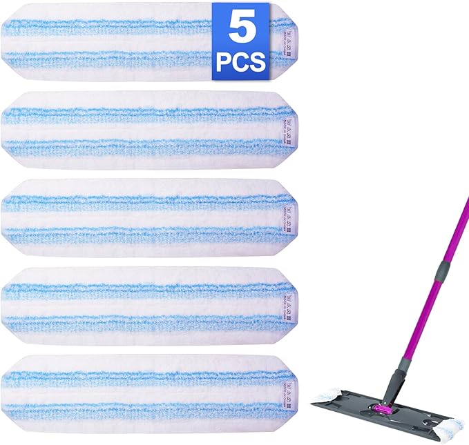 [5-Pack] Mop Replacement Pads for Ocedar H2pro Flat Mop System，Washable & Reusable Mop Pads ,Easy Installation, Machine Washable, Suitable for Various Types of Floors