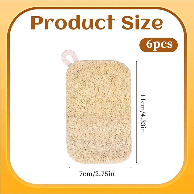 6 PCS Loofah Dish Sponge, Compostable Natural Sponges for Dishes, Natural Loofah Sponge for Kitchen