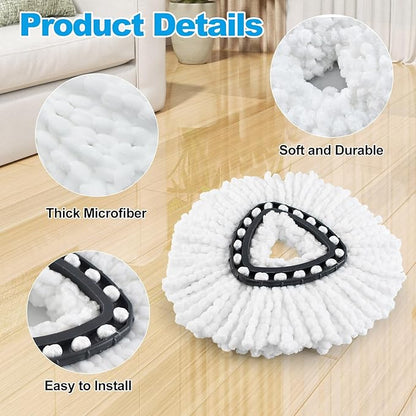 Mop Heads Replacements for Ocedar, Mop Replace Head for o Cedar Easywring 1 Tank, Spin Mop Replacement Head Include 3 Mop Refills Machine Washable Reusable Deep Cleaning and 3 Chenille Mop Pads