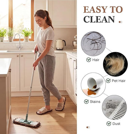 Jecery 4 Pair Washable Microfiber Mop Slippers Detachable Dusting Shoes for Floor Cleaning, Office & Home Use Suitable for Women & Men(Beige,Brown,Black,Grass Green,L Size)