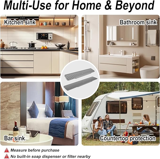 AZY 2-Piece Sink Splash Guard – Upgraded Silicone Draining Mats, Faucet Draining Design, Splash Guard for Kitchen Sink Area, Foldable Kitchen Faucet Mats