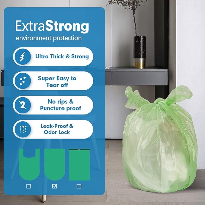 110 Counts Aklyaiap Small Trash Bags Biodegradable, Extra Thick & Strong 4 Gallon Trash Bag Green, Unscented Small Garbage Bags, Easy Tearing Waste Basket Liners for Kitchen, Bathroom, Bedroom, Office