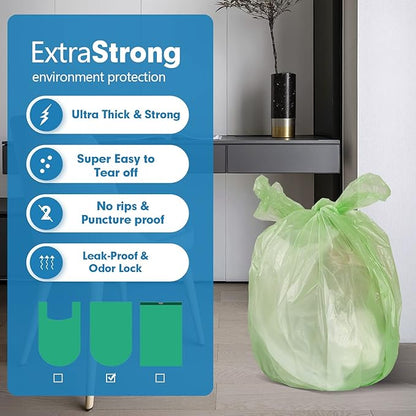 110 Counts Aklyaiap Small Trash Bags Biodegradable, Extra Thick & Strong 4 Gallon Trash Bag Green, Unscented Small Garbage Bags, Easy Tearing Waste Basket Liners for Kitchen, Bathroom, Bedroom, Office