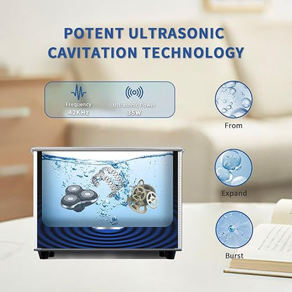 DK SONIC Ultrasonic Cleaning Machine-Ultrasonic Jewelry Cleaner with Digital Timer and Basket, Sonic Cleaner for Jewelry, Ring, Eyeglasses, Watchband, Coins (900ML, 110V)