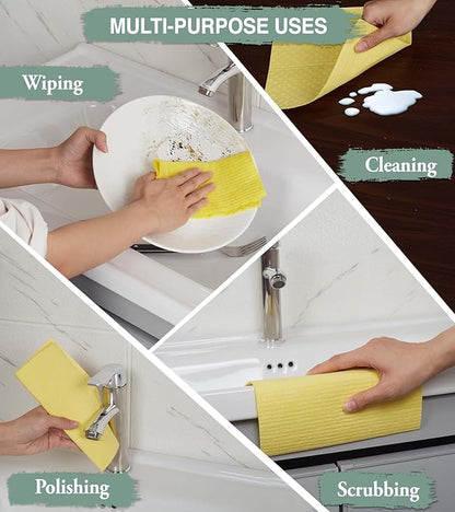 Swedish Dishcloths for Kitchen,10 Pack Reusable Cellulose Sponge Cloths – Ultra Absorbent, Eco-Friendly Cleaning Towels – No Odor, Assorted Dishcloths for Washing Dishes & General Cleaning.