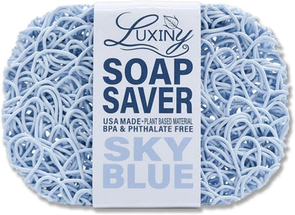 Soap Savers for Bar Soap & Shampoo Bar Holder, American Made by Luxiny, Lifts Soap in Soap Dishes & Shower Soap Holders – Bars & Soap Lasts Longer - Made from Plant Based Material (Sky Blue)