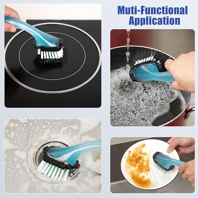 Dymoll 3 Pack Dish Brush Refills, Advanced Soap Control Dishwand Brush Refills, Using Interchangeably with Dish Wand Sponge