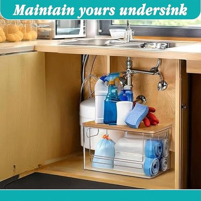2 Pack Trash Bag Holder Dispenser for Kitchen, Laundry Room Trash Bag Holder, Acrylic Trash Bag Dispenser Extra Large for Kitchen, Laundry Room Under Sink Organization and Storage