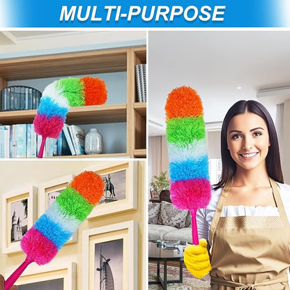 20-Inch Microfiber Hand Duster, Car Interior Detailing Duster, Rainbow Feather Duster for Car, Home, Office Cleaning