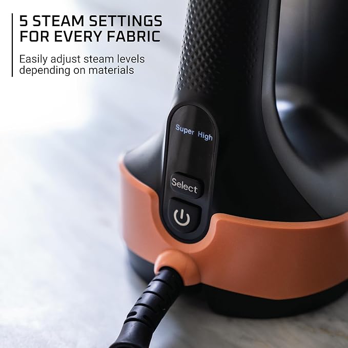 Rowenta, Steamer for Clothes, Pure Force 3in1 Steamer & Iron, 7.1 Oz Tank Capacity, Vertical Steaming, Horizontal Ironing, Lint remover, Auto-off, 1875 Watts, Black Clothes Steamer,DR8855