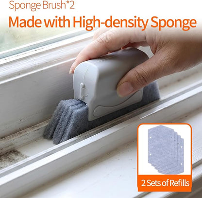 13PCS Window Sill Cleaner Tools - Deep Clean Crevice Cleaning Brush for Window/Door Tracks, Sill, Tile Lines, Kitchen Gunk, Bathroom Counters