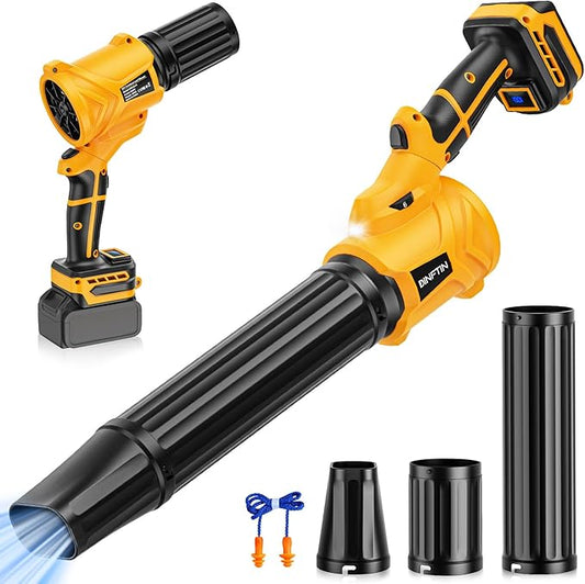 180° Rotatable Cordless Leaf Blower Compatible for DeWalt 20V Battery(Not Included), 90 MPH 6-Speed Handheld Blower with LED & Power Indicator, Extended Nozzle for Lawn, Garage, Car Cleaning