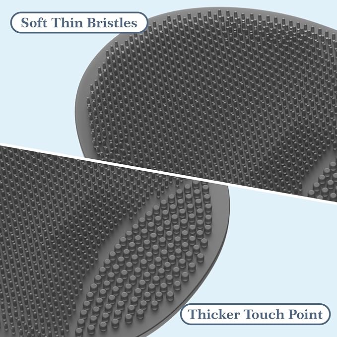 Manmihealth Silicone Back Scrubber & Soft Bath Glove, Silicone Scalp Massager Set 5 PCS, Super-Exfoliating Body Scrubber Shower Brush & Shampoo Brush Combination, with 2 Free Hooks (Style 2 Gray)