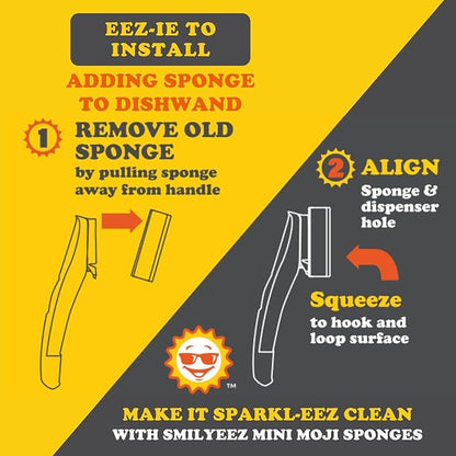 Smilyeez Scrub Moji Scrubbing Sponge Refill for The Dish Daddy (Reg. TM) Dishwand - (10 Pack)