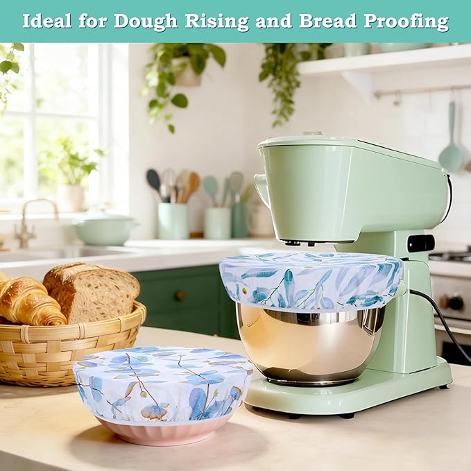 2 Large Reusable Beeswax Bowl Covers for Bread Proofing, 10/12 Inch Elastic Beeswax Wraps Cotton Cloth Sourdough Bowl Covers for Proofing Baskets, Mixer Bowls, Food Storage Containers