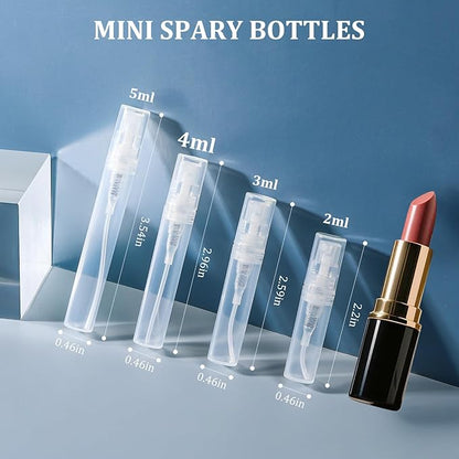 Chiallco Mini Perfume Sample Bottles, 4 ml Plastic Small Spray Bottle 10 Pack, Fine Mist, Portable Perfume Travel Refillable Bottle, Upgraded atomizer sprayer, Clear