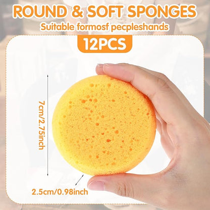 Ymapinc 12PCS Kitchen Sponges for Washing Dishes Round Natural Cleaning Sponge,Cellulose Eco-Friendly No Odor, Dusting, Cleaning Bathroom, 7 * 7cm