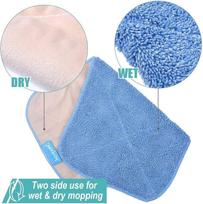 KEEPOW 5 Pack Reusable Microfiber Mop Refills, Compatible with MR.SIGA Professional Mop, Blue, 44cm X 24cm, For Hardwood, Laminate, Tile Floors
