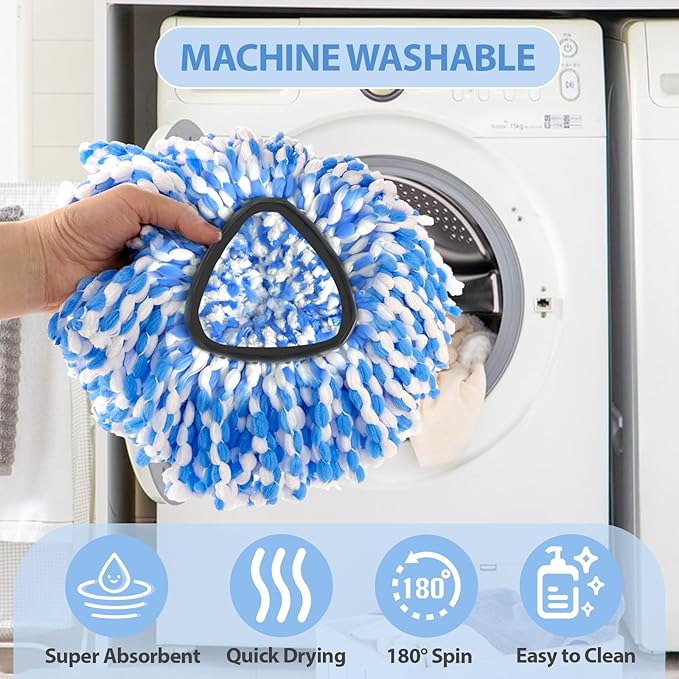 Nuorest Spin Mop Replacement Heads, Microfiber Mop Refills, Easy to Replace (4 Heads)