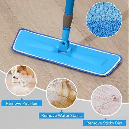 6 Pack Microfiber Cleaning Pads are Compatible with Bona Mop,18 Inch Replaceable Mop Pad Refill,Washable & Reusable Blue Microfiber Mop Pads for Hardwood and Hard-Surface Floors